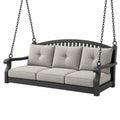 Huśtawka ogrodowa 3-osobowa 190 x 70 x 60 cm metalowa czarno-szara wisząca