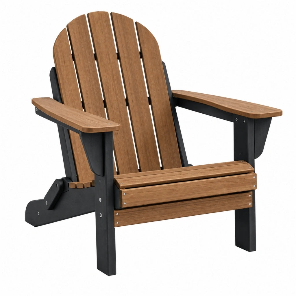 Fotel ogrodowy Adirondack 98 x 78 x 96 cm z tworzywa sztucznego brązowy/czarny