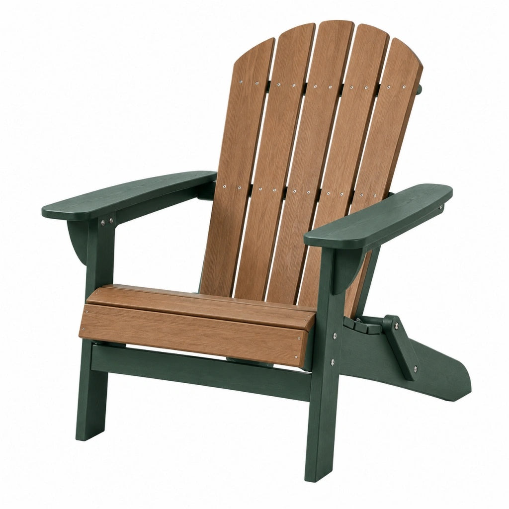 Fotel ogrodowy Adirondack 79 cm 83 cm 97 cm z tworzywa sztucznego brązowy/zielony składany