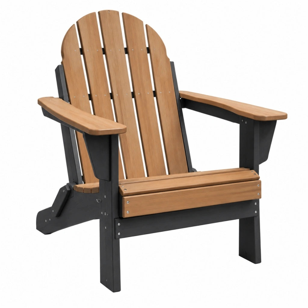 Fotel ogrodowy 80 x 78 x 98 cm drewniany brązowo-czarny w stylu Adirondack