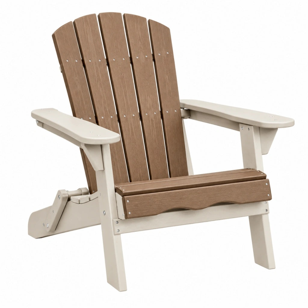 Krzesło ogrodowe Adirondack 78 x 89 x 95 cm z tworzywa sztucznego brązowo-kremowe z podłokietnikami
