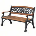 Ławka ogrodowa 120 x 60 x 85 cm z drewna i metalu brązowo-czarna dekoracyjna